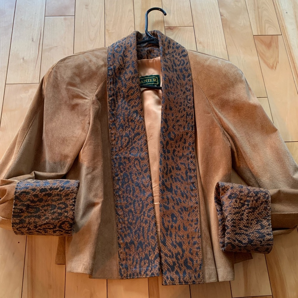 Danier Tan and Brown Leopard Print Women's Blazer